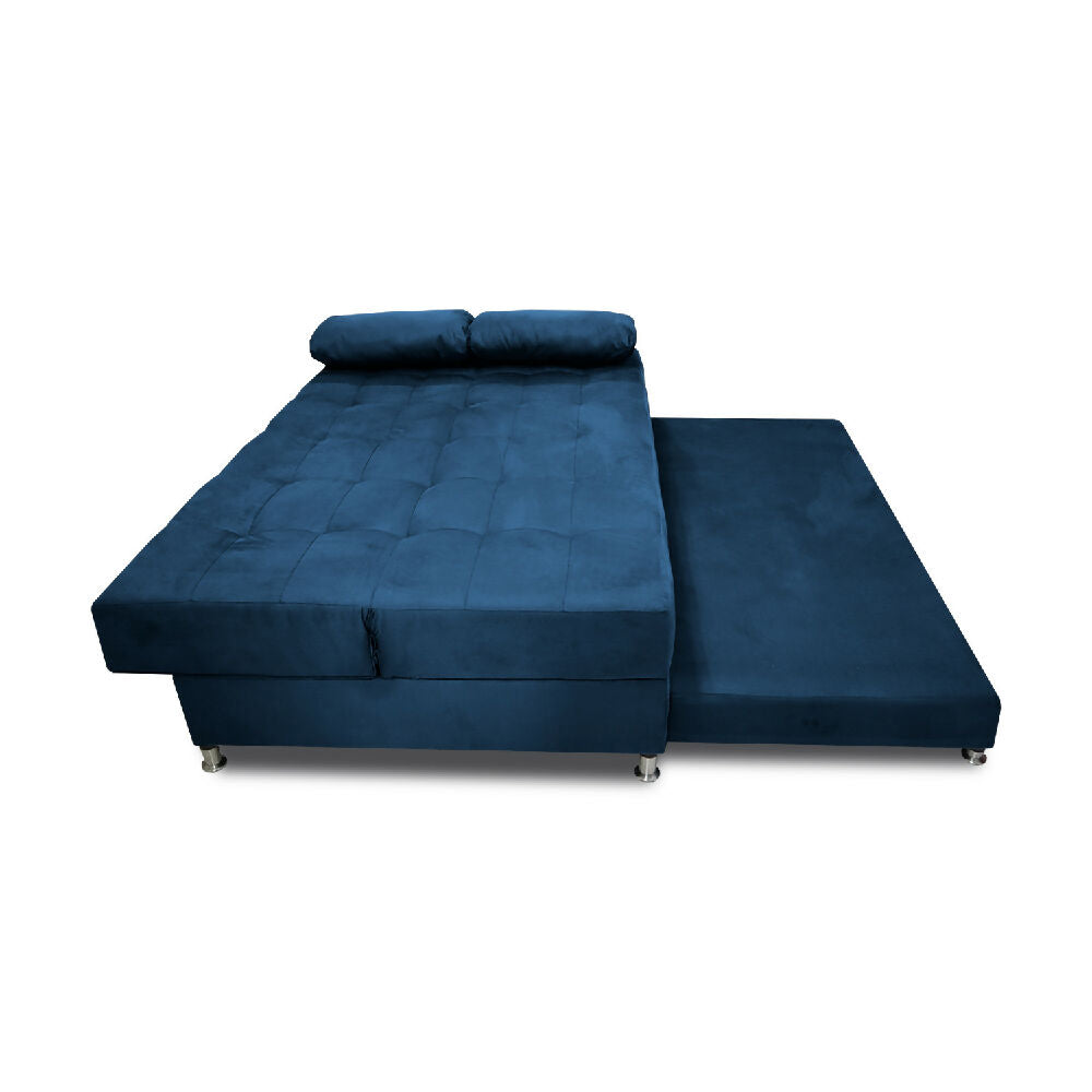 Sofá Cama Tarima Haller Tela Velvet 190X95X80 Azul Petroleo