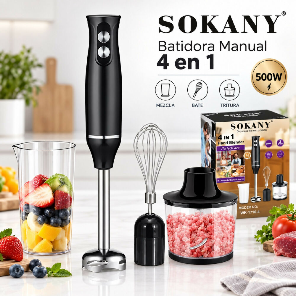 Batidora De Mano Sokany WK 1710-4 Procesador Y Licuadora Multifuncional