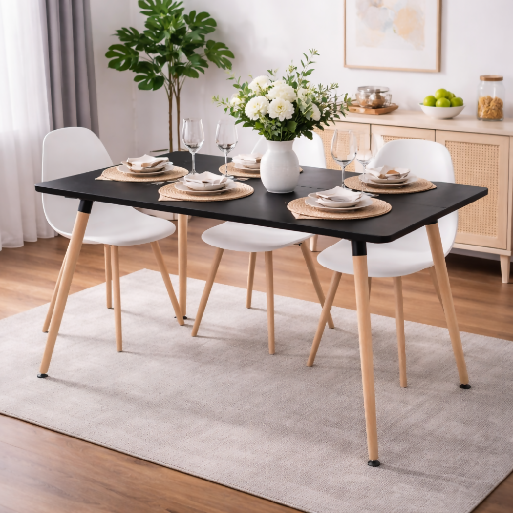 Mesa de Comedor Eames Rectangular Negra