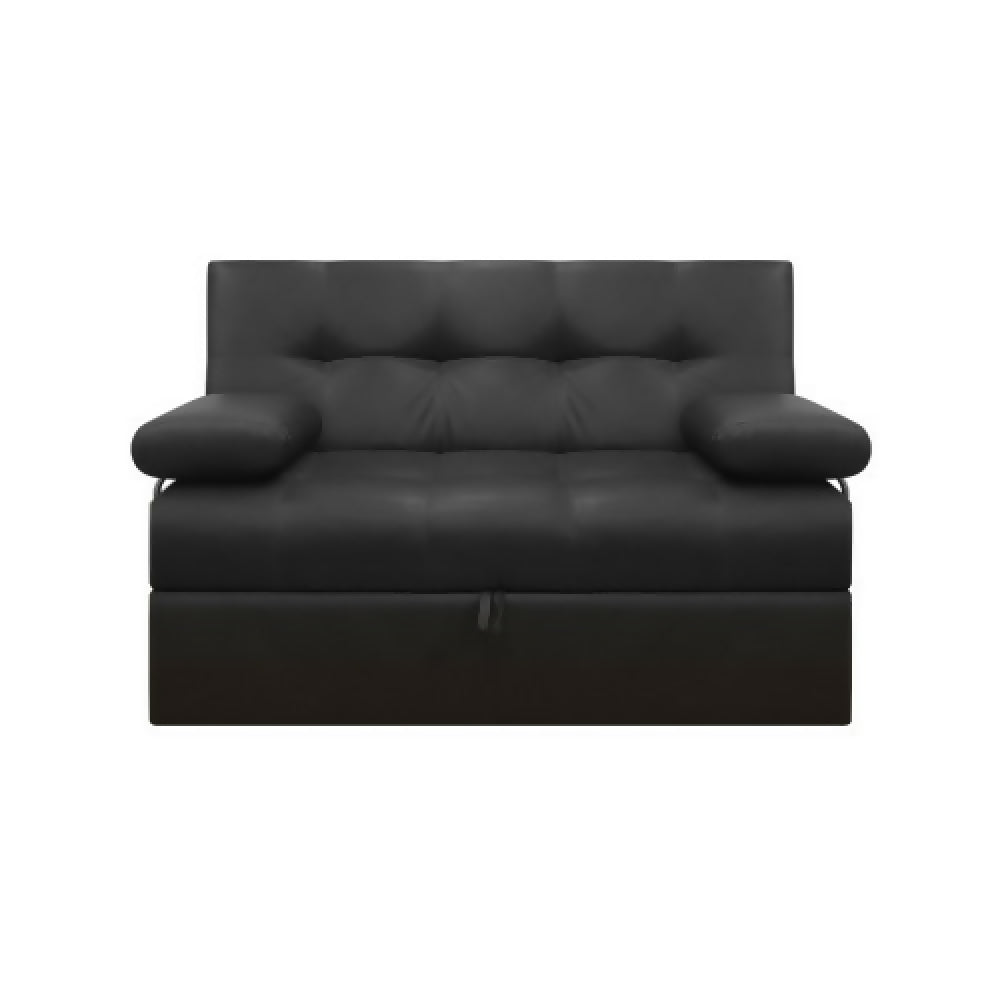 Sofá Cama Angela Con Brazos Cuero Sintético Negro