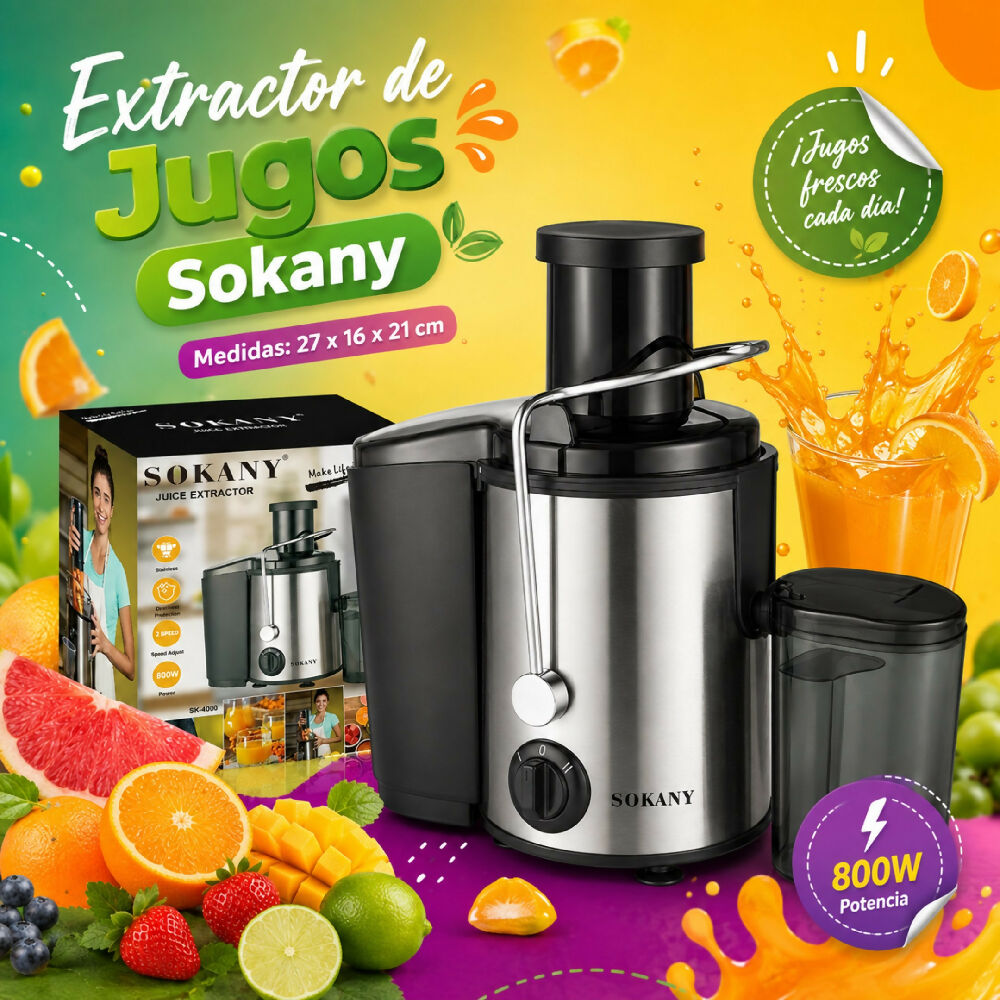 Extractor De Jugos Eléctrico Sokany De Alta Potencia Y Acero Inoxidable