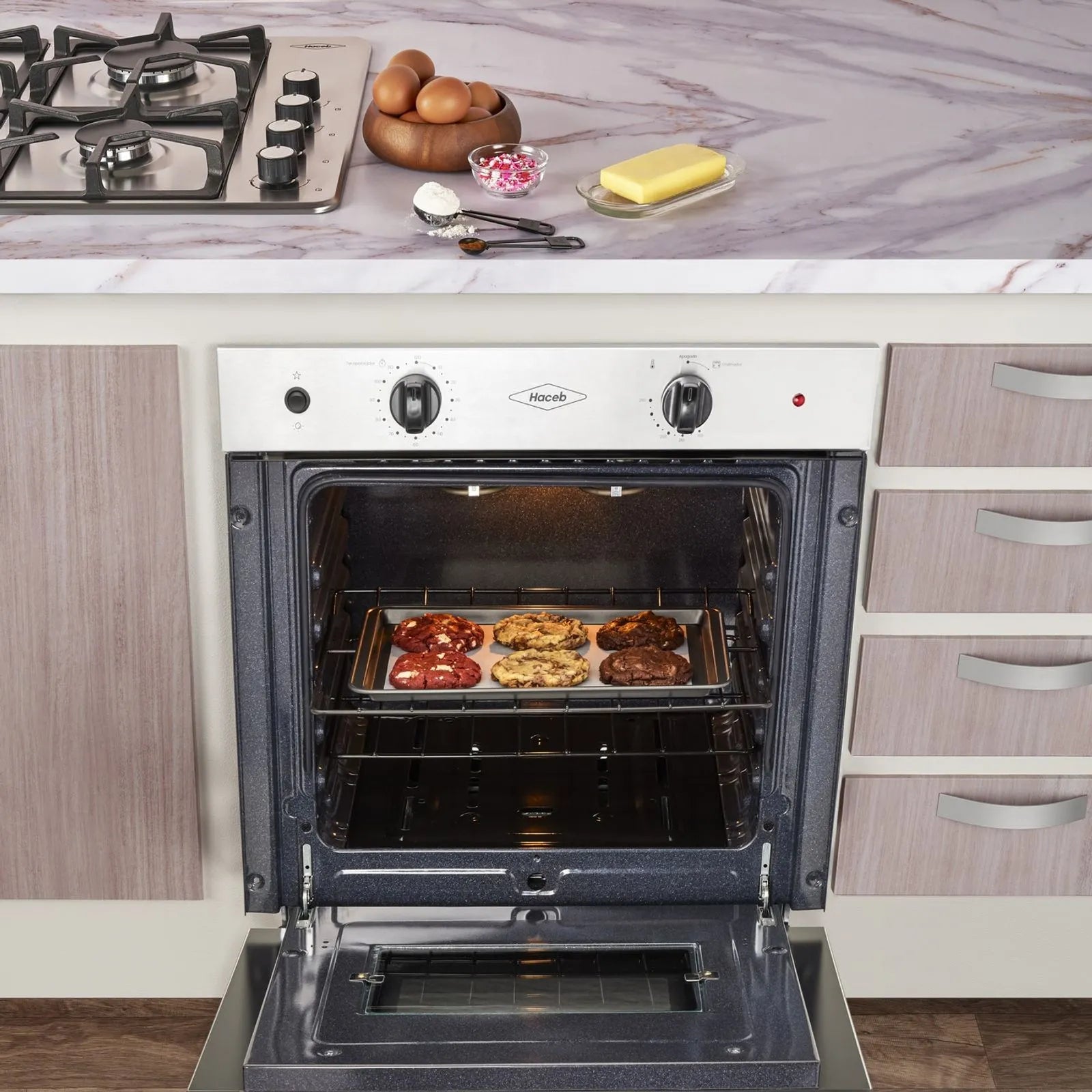 Horno Mixto 60 cm PA inox Negro Gas Natural 120V Haceb