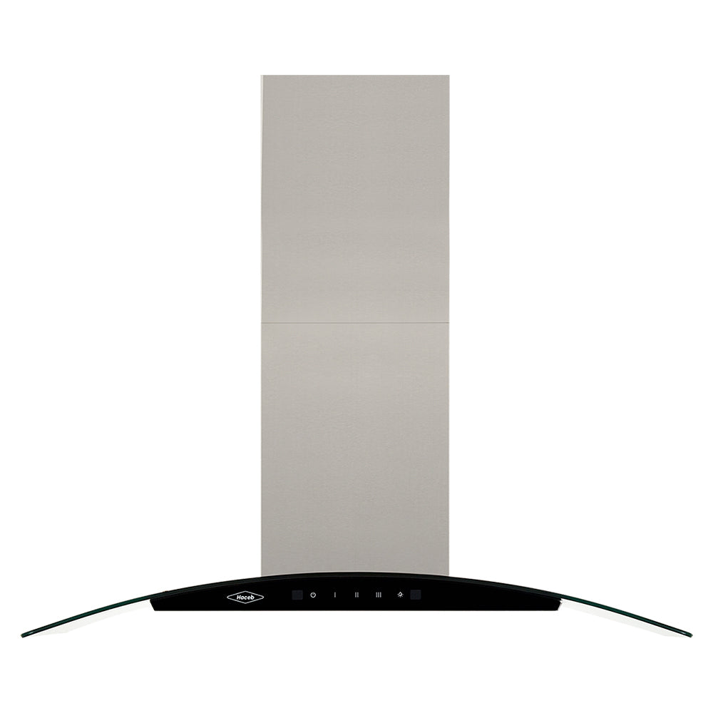 Campana Península Vidrio inox-negro de 90cm, Con 3 Velocidades