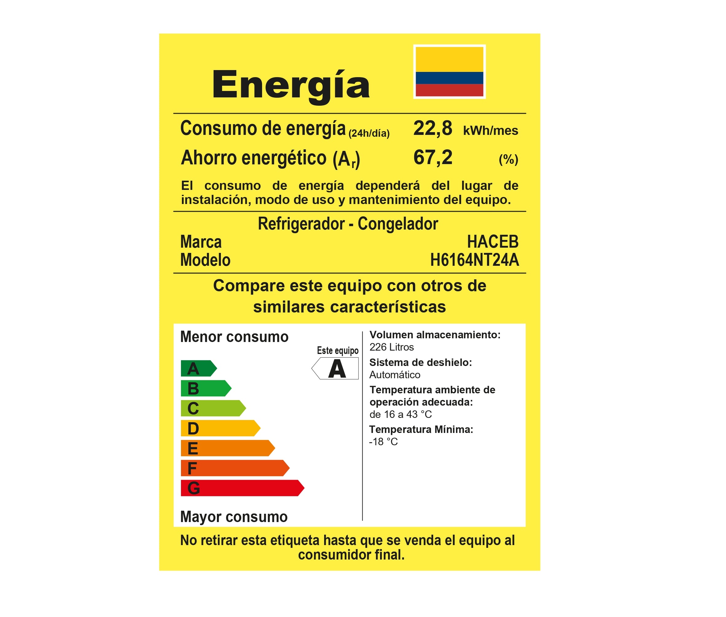 Nevera Haceb No Frost 243 Litros Manija Externa Negro Cósmico Inverter
