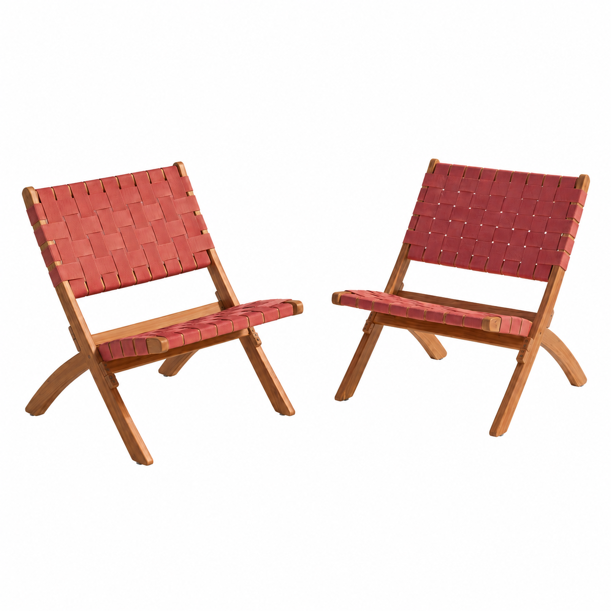 Silla Plegable de Madera para Exterior Eris, Terracota, Diseño Fresco y Moderno X2