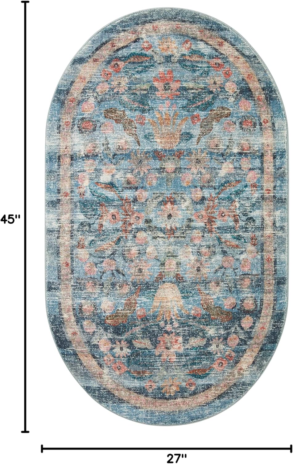 Loloi Rifle Paper Co. x Courtyard Blue - Alfombra decorativa ovalada de 2 pies...