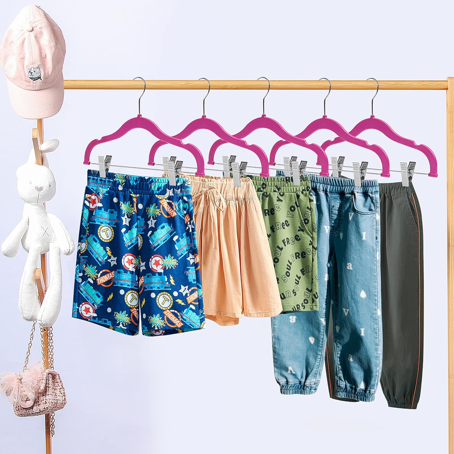 Perchas de plástico de calidad para niños, no aterciopeladas, delgadas,...