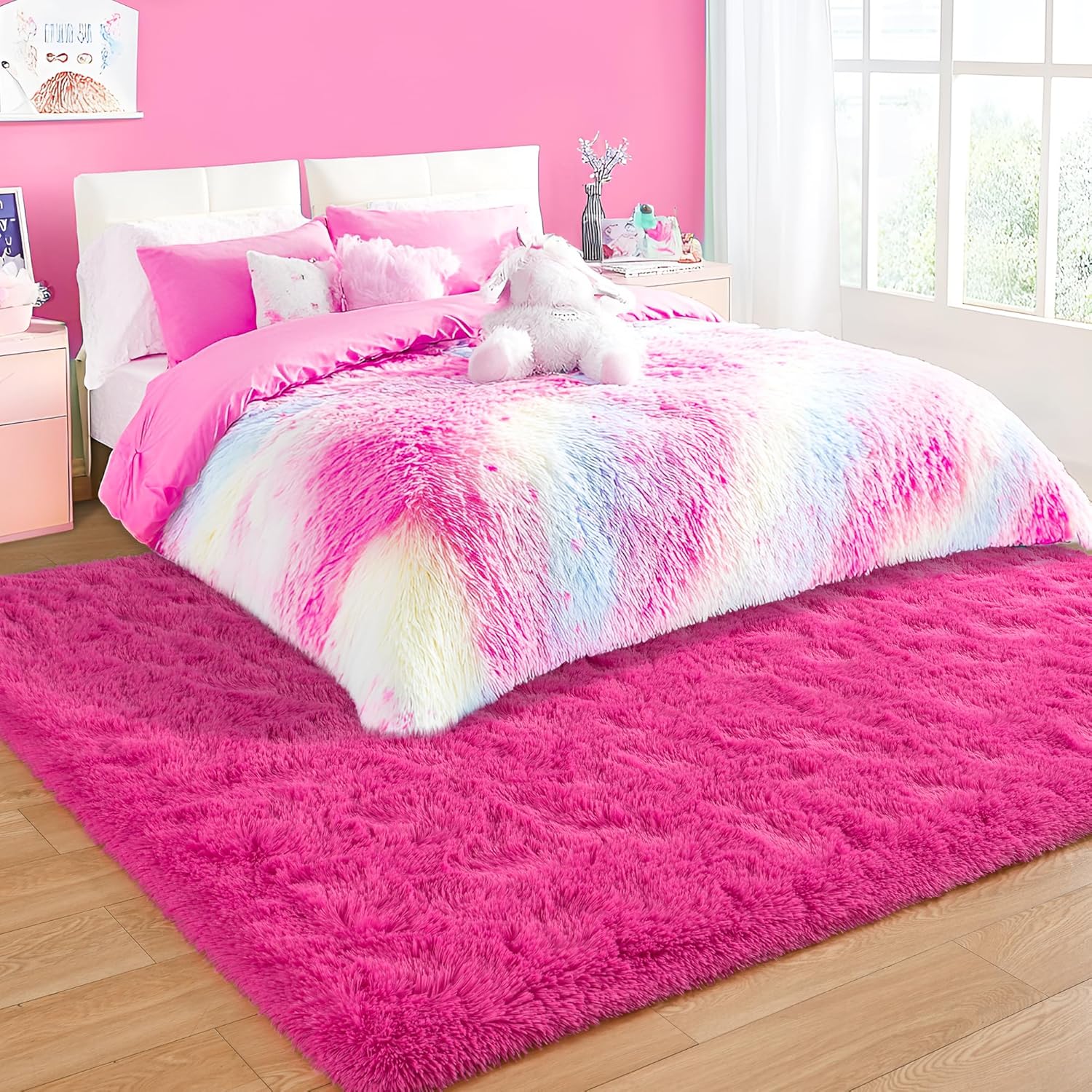 Tepook Alfombra súper suave y esponjosa para dormitorio, moderna alfombra...