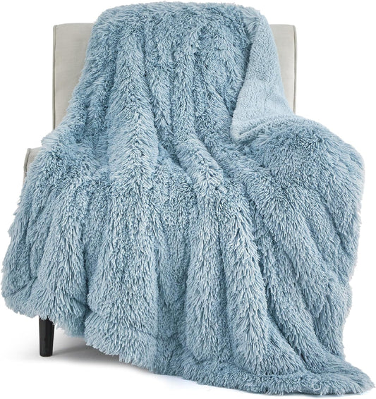 Bedsure Manta azul esponjosa, regalos para mujeres, hombres, forro polar suave,...