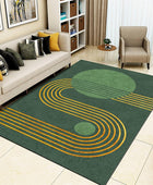 Alfombra de área a rayas doradas, 4 x 5 pies, medieval verde esmeralda,...