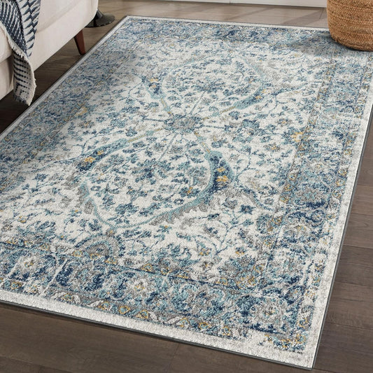 Euston Collection 8060 Alfombra oriental moderna color marfil de 6 x 9 pulgadas