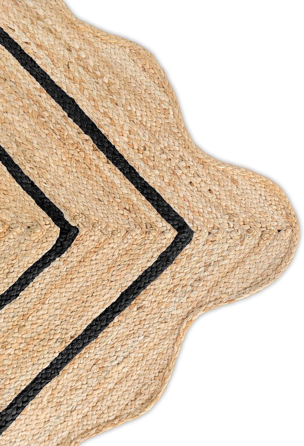 Alfombra con diseño ondulado festoneado, de yute natural, bohemia, para...