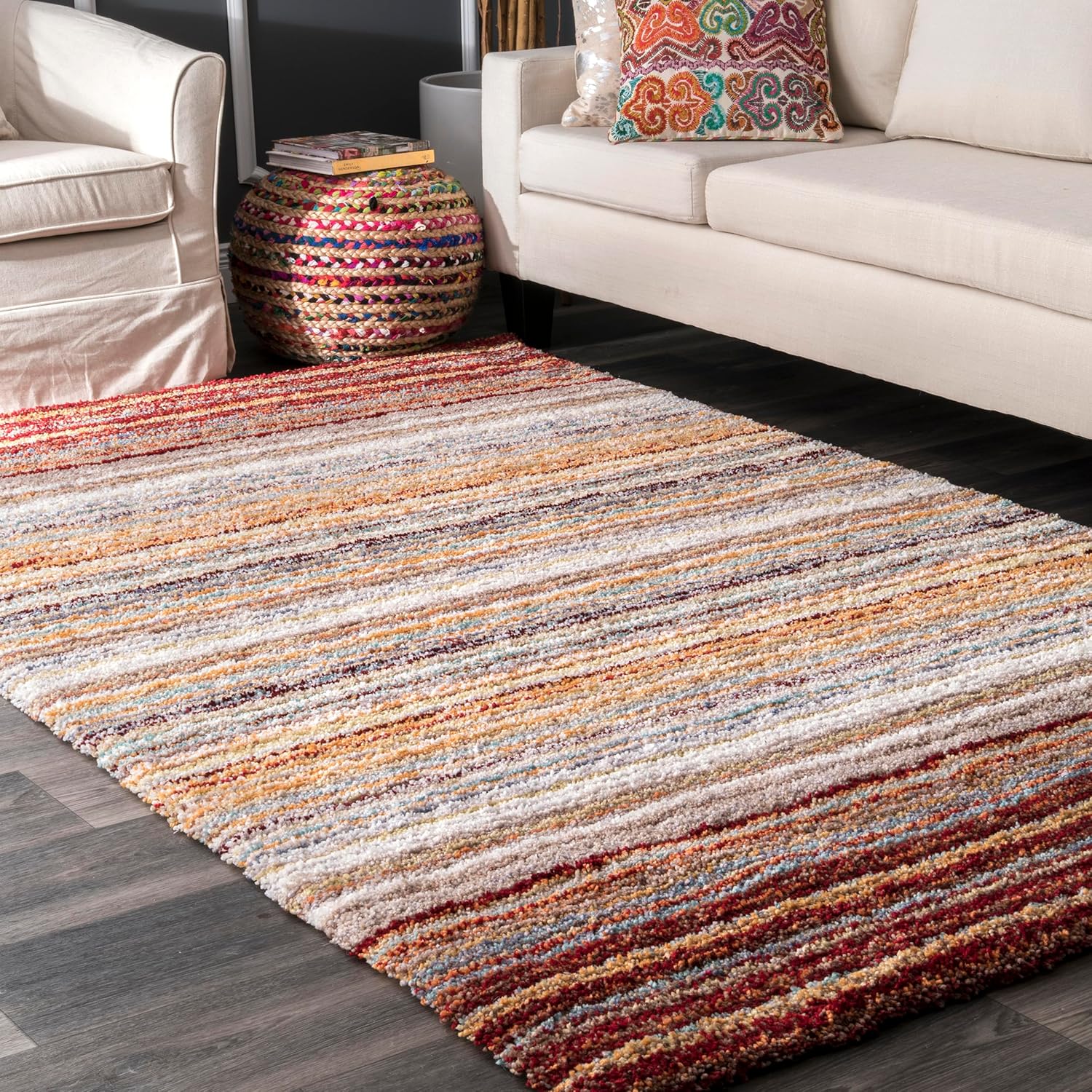 nuLOOM Classie - Alfombra de pelo liso, 5 x 8 pies, color rojo multicolor