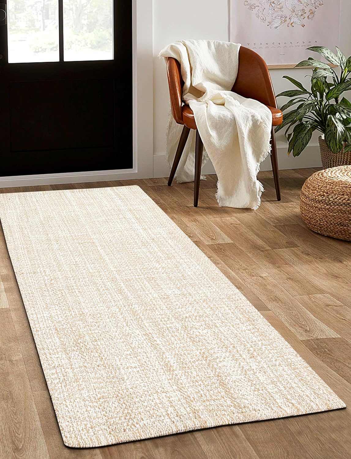 Alfombra de pasillo de 2 x 5 pies  Alfombra rústica de algodón lavable para...