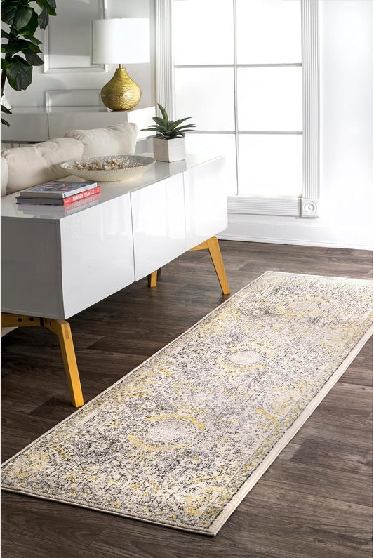nuLOOM Minta - Alfombra de transición vintage de 2 x 10 pies, color dorado y...