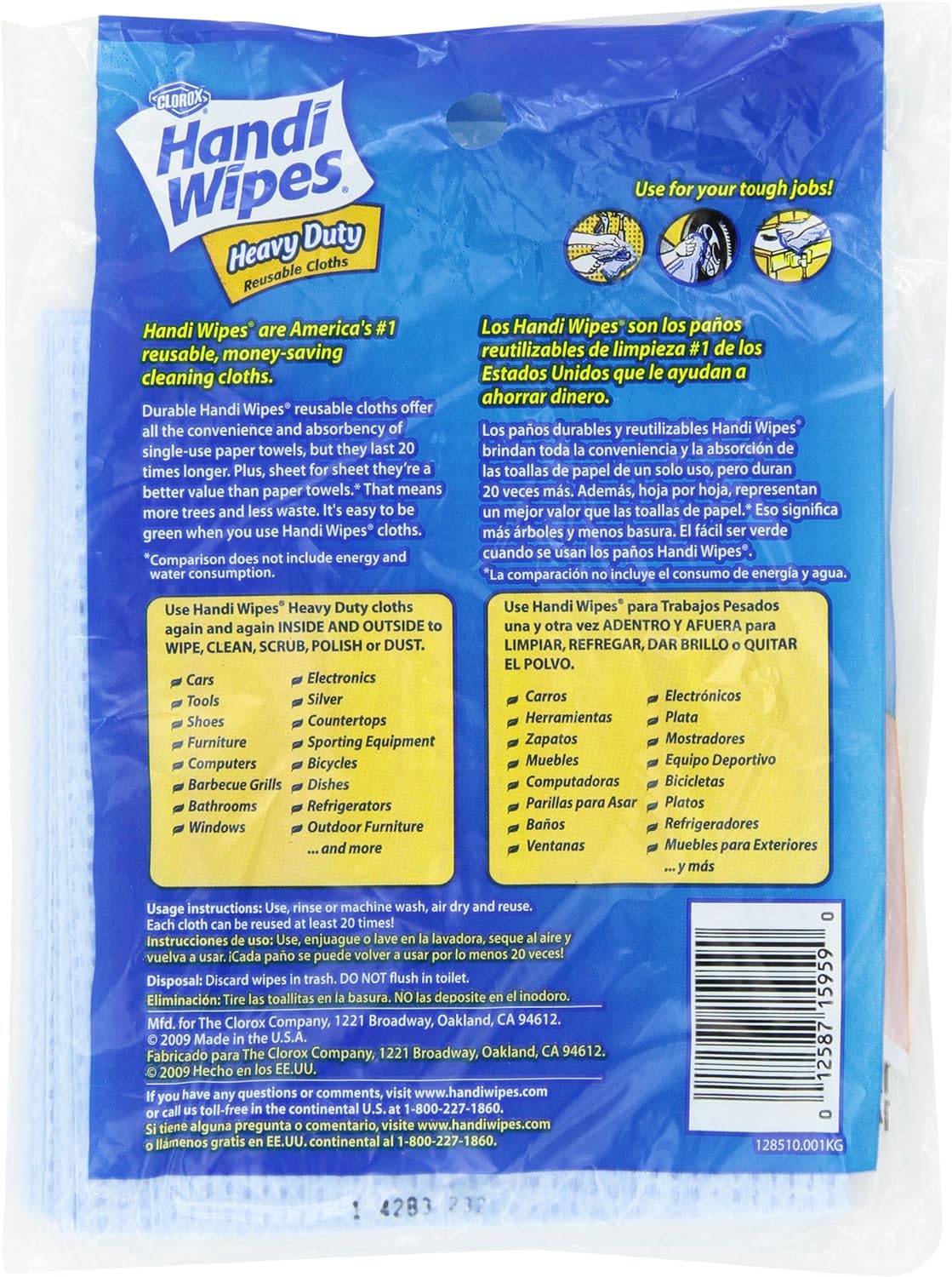 Handi Wipes Toallitas reutilizables resistentes, 3 unidades (paquete de 4) los