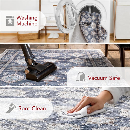 nuLOOM SpinClean - Alfombra de área lavable a máquina, resistente a las manchas...
