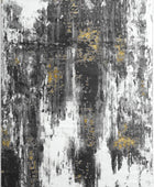 Abani Alfombra abstracta envejecida, contemporánea, moderna, dorada y gris,...