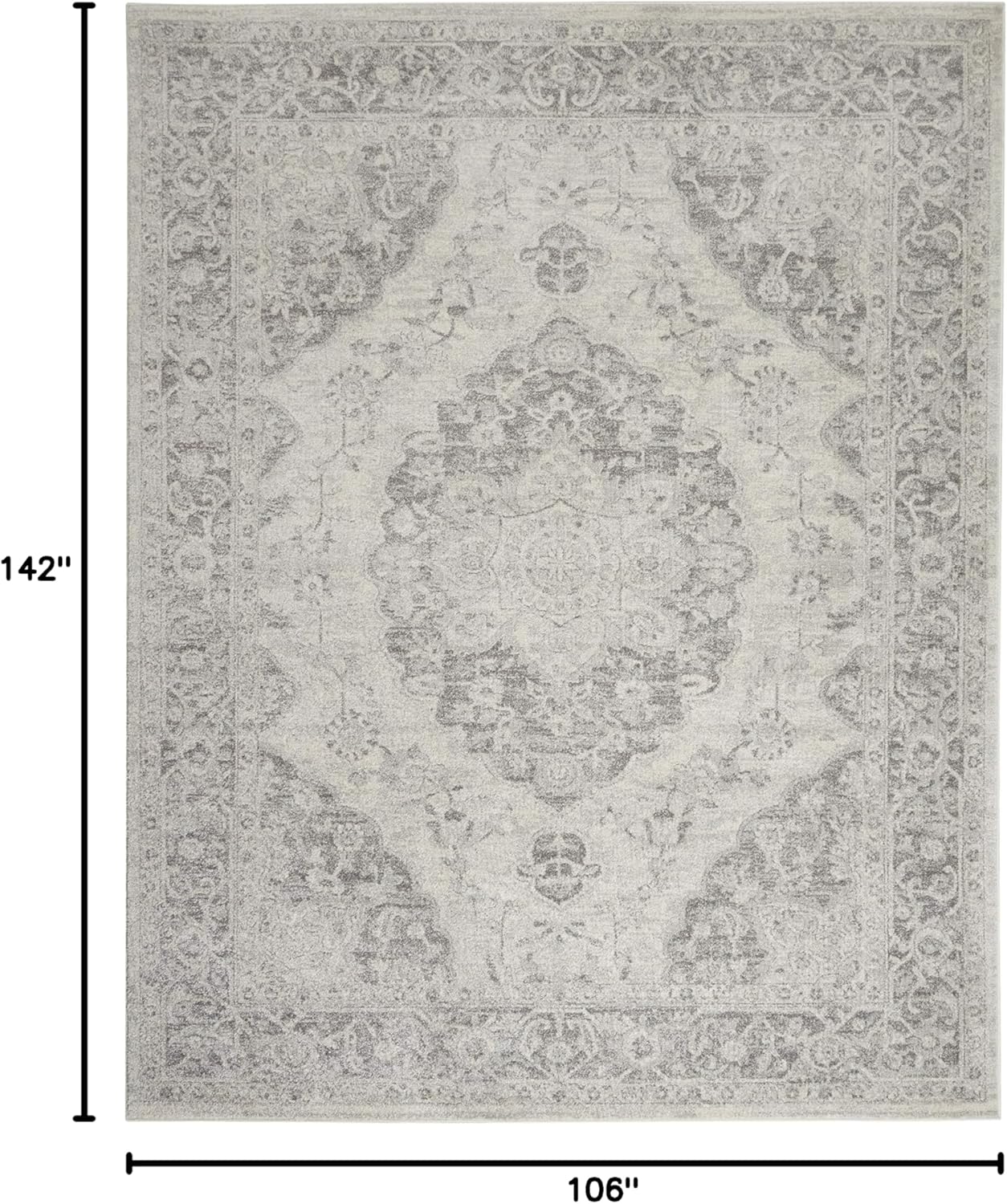 Nourison Tranquil - Alfombra tradicional marfilgris de 8 pies 10 pulgadas x 11...