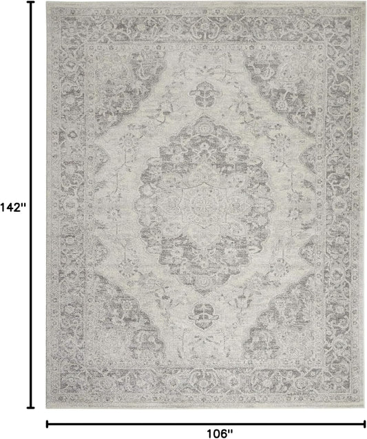 Nourison Tranquil - Alfombra tradicional marfilgris de 8 pies 10 pulgadas x 11...