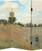 Red Lantern Pantalla plegable de lona Monet de 3 pies, corta de doble cara, 3...