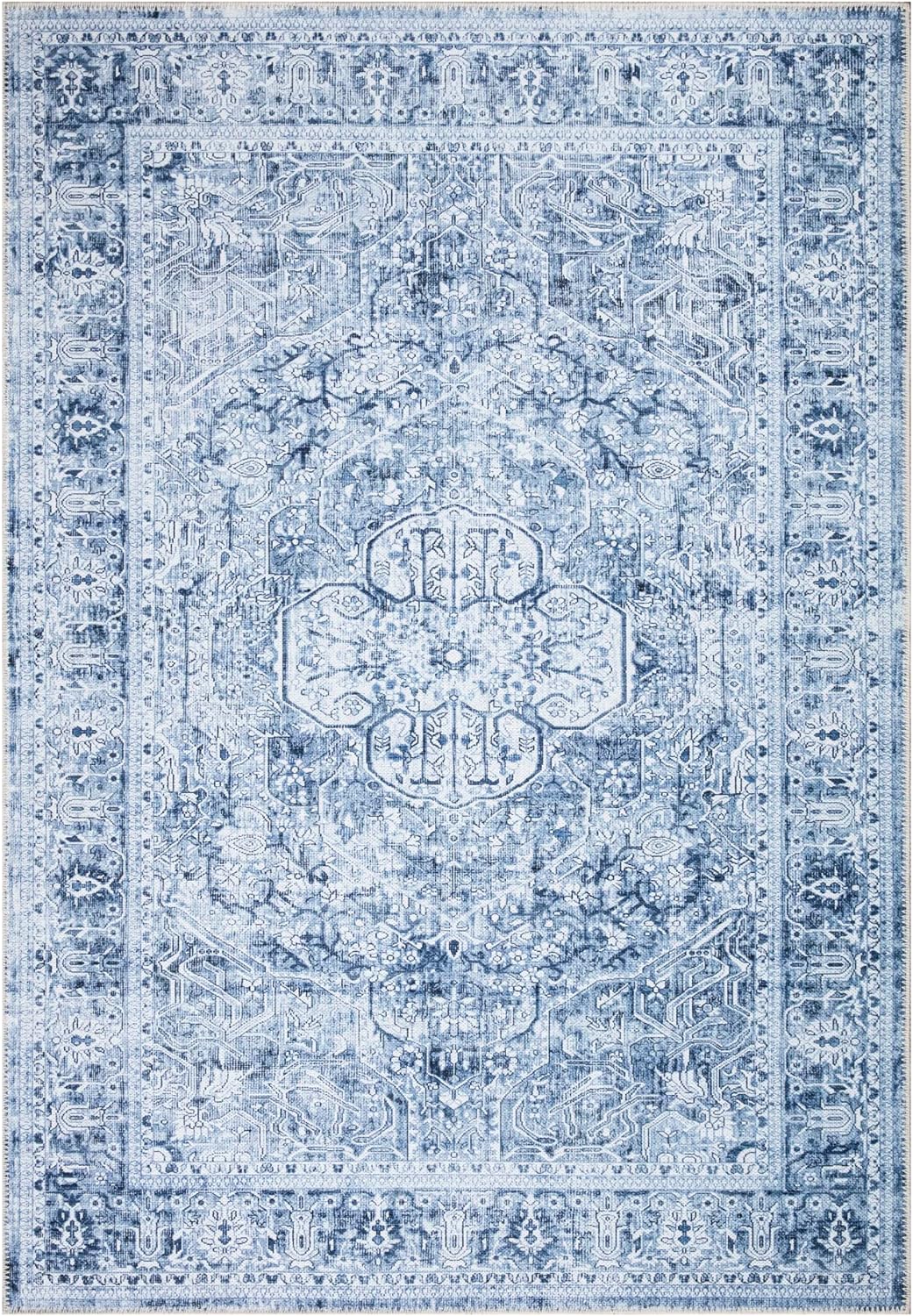Bloom Rugs - Tapete tipo medallón tradicional para sala de estar, lavable y...