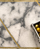 Alfombra de área moderna con patrón de mármol en gris dorado crema para sala de...