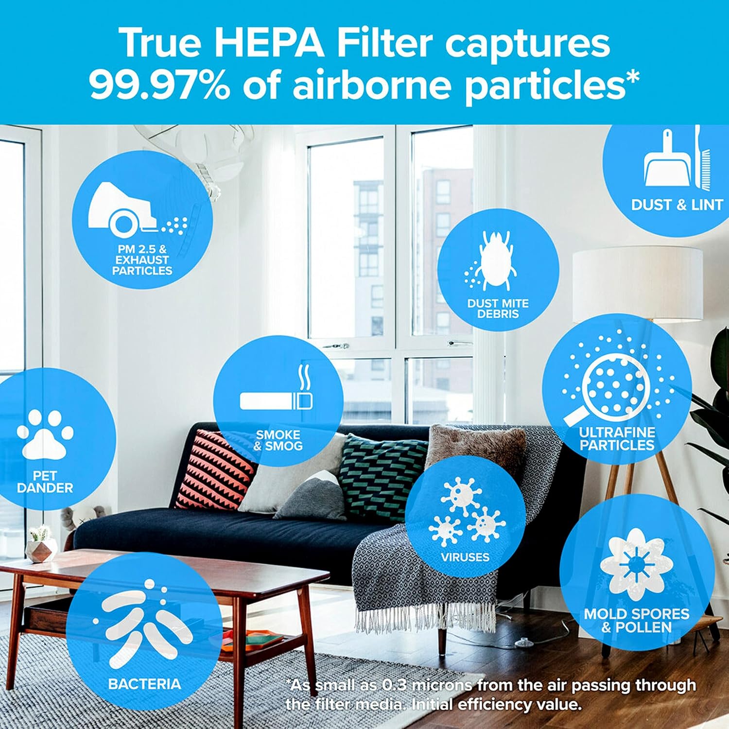 Filtrete Filtro purificador de aire F1, True HEPA Premium Allergen, Bacterias &...