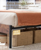 VECELO Base de cama matrimonial con cabecera y estribo de madera rústica...