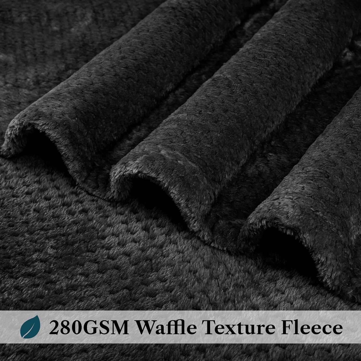 PAVILIA Manta negra para sofá cama, manta de forro polar suave para sofá y...