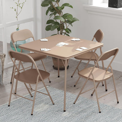 Juego de mesa y sillas plegables comerciales de 5 piezas, mesa de vinilo