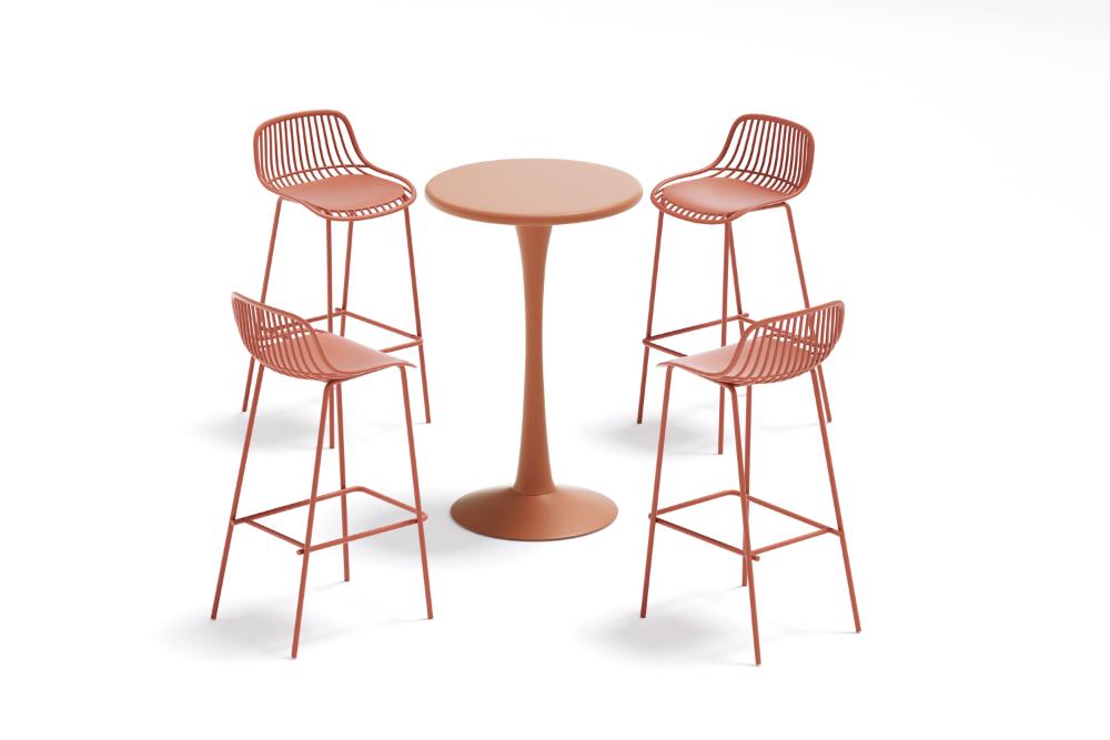 Silla para Bar Tulum, Color Terracota, Diseño Moderno X4