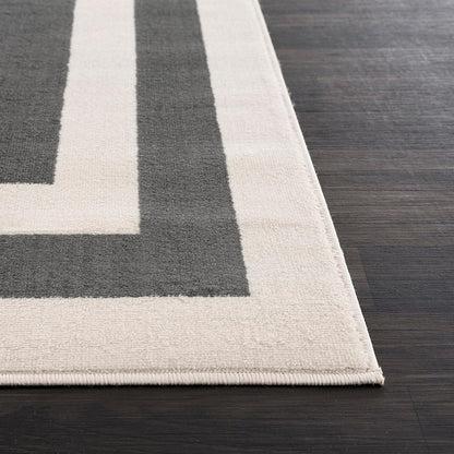 Alfombra gris oscuro de 2 x 3 pies, diseño de bordes para entrada, alfombras de