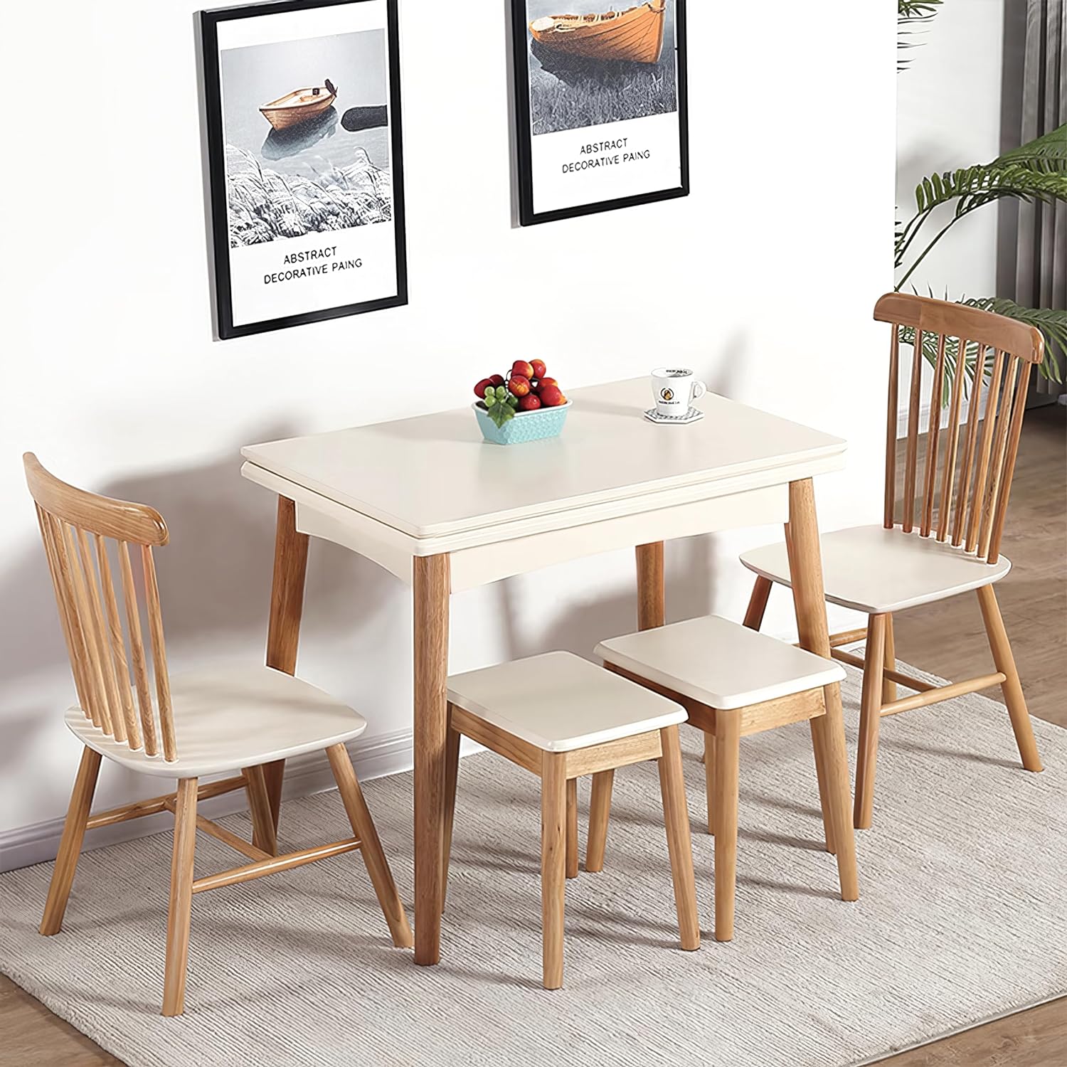 Mesa de comedor plegable de madera multifuncional de 47 pulgadas con patas de