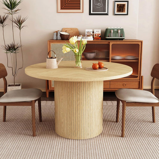 Mesa de comedor redonda para 4, moderna mesa de cocina de granja, mesas de...
