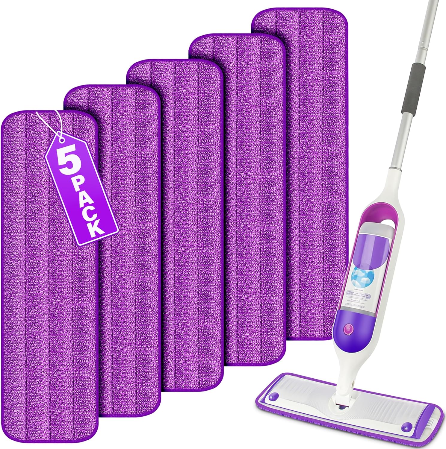 Paquete de 5 almohadillas reutilizables para trapeador Swiffer PowerMop,...