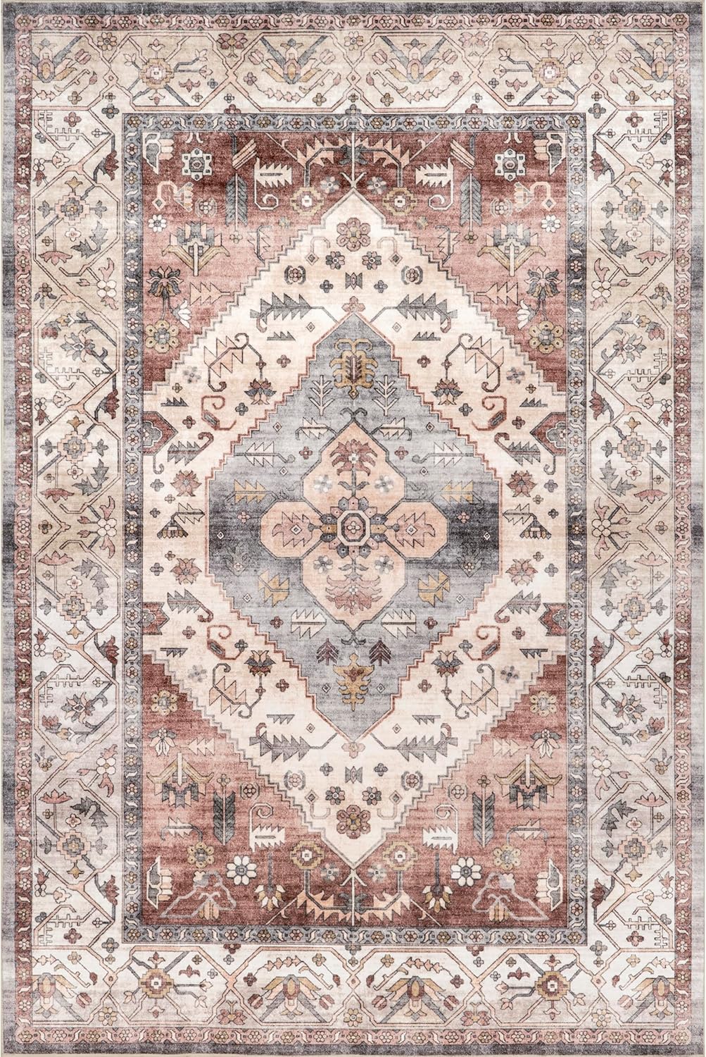 nuLOOM Jenise Medallion - Alfombra lavable a máquina para sala de estar,...