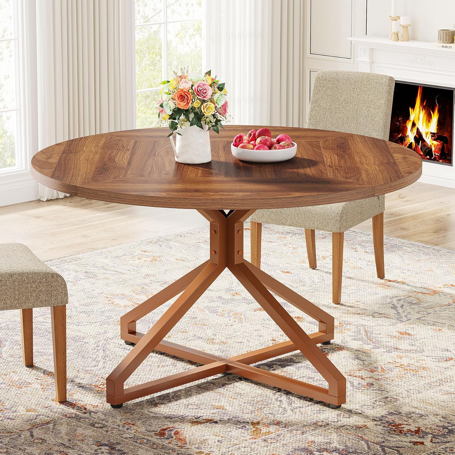 Tribesigns Mesa de comedor redonda para 4-6 personas, mesa de cocina circular...