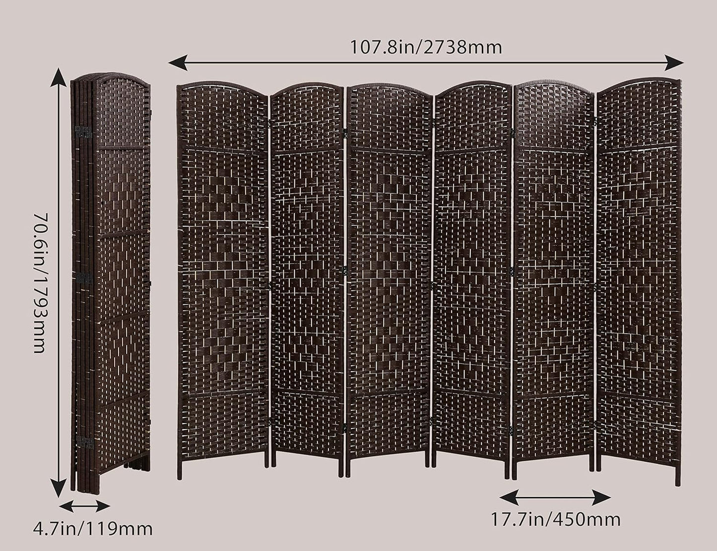 Divisor de habitación, 6 paneles de 6 pies de alto, separadores de habitación...