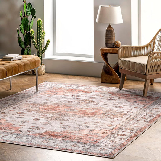 nuLOOM SpinClean - Alfombra de área lavable a máquina, resistente a las manchas...