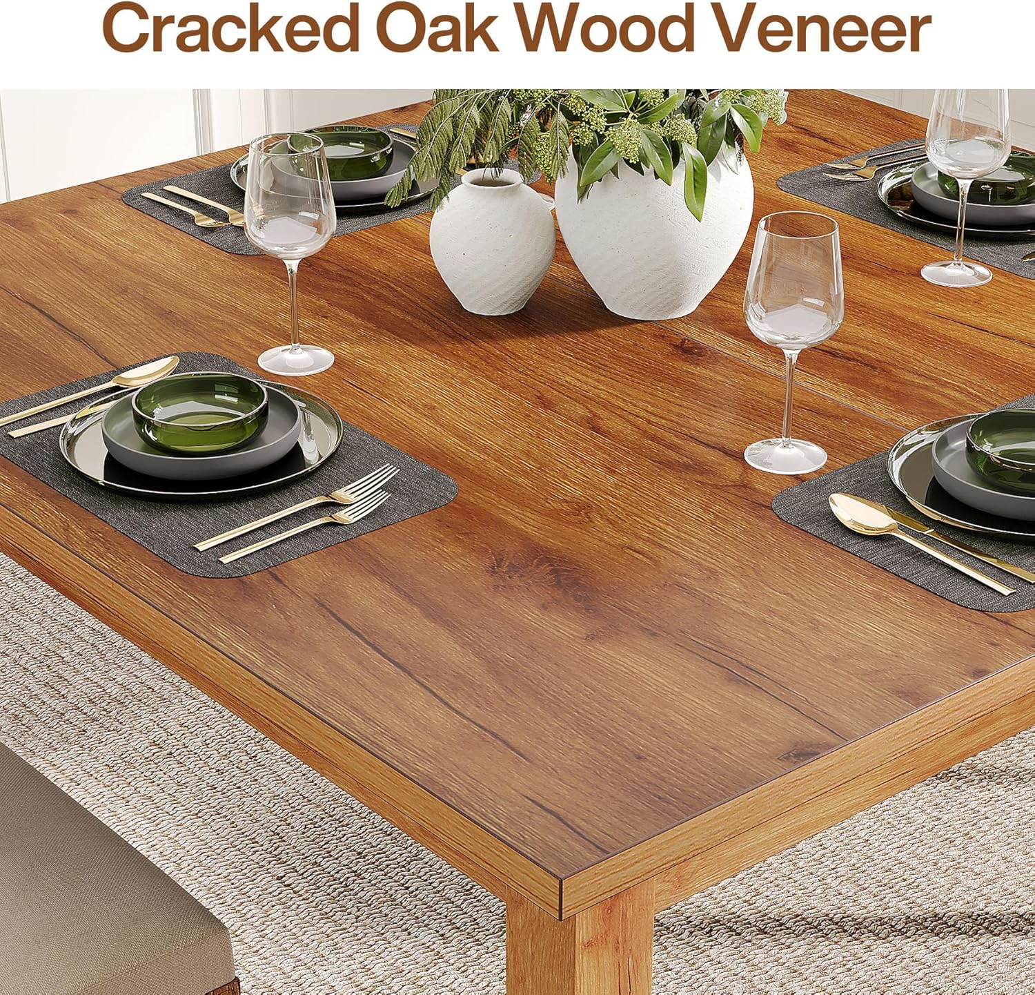 Tribesigns Mesa de comedor de madera, mesa de cocina de granja para comedor,...