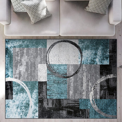 Alfombra de interior suave con diseño abstracto contemporáneo.