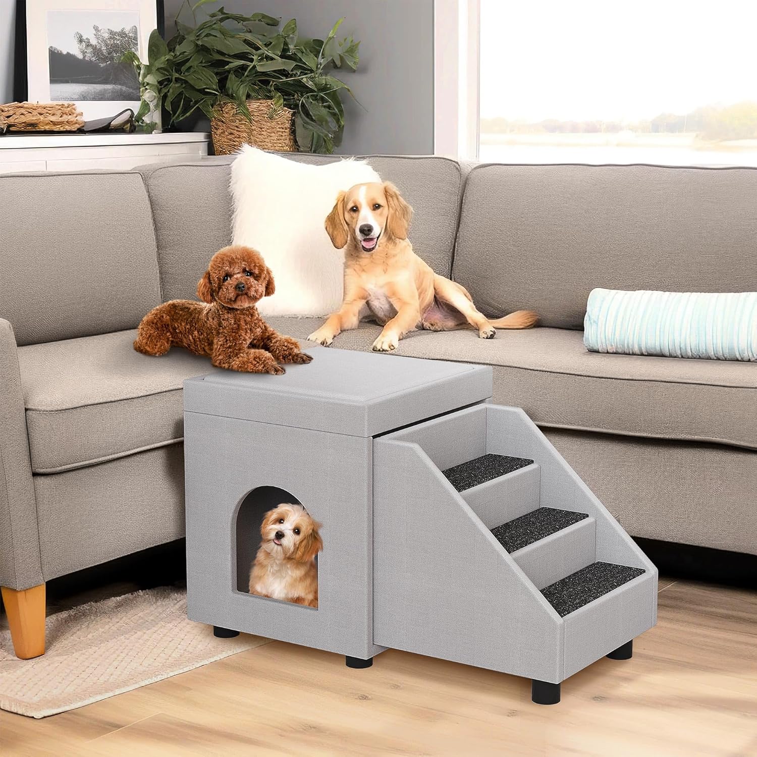 DWVO Escaleras plegables para perros pequeños, ventana de gato con escaleras,...