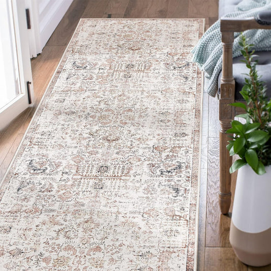 jinchan Alfombra de pasillo lavable de 3 x 10 pies, alfombra vintage para...