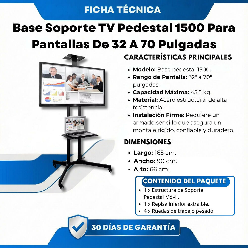 Base Soporte TV Pedestal 1500 Para Pantallas De 32 A 70 Pulgadas