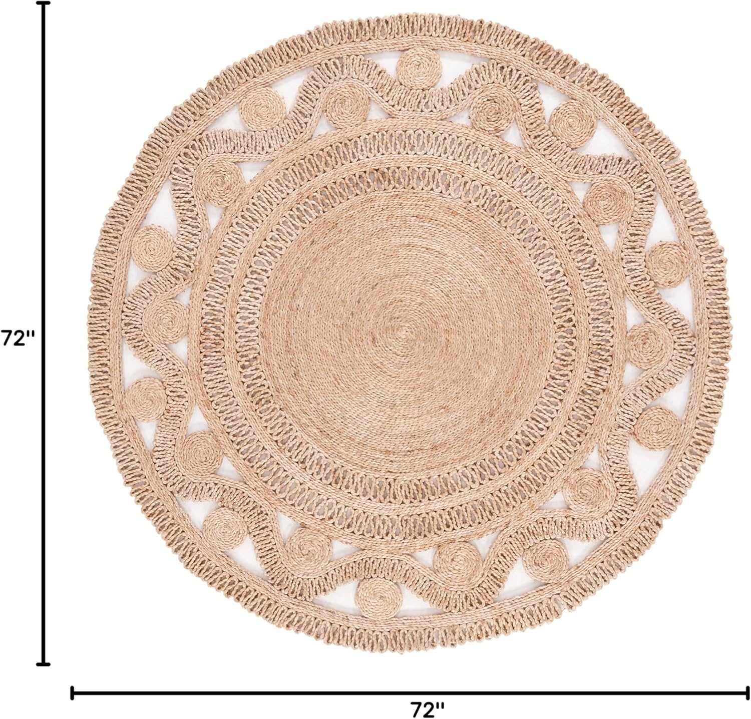 SAFAVIEH NF171A - Alfombra redonda de fibra natural, 6 pies, diseño de yute de...