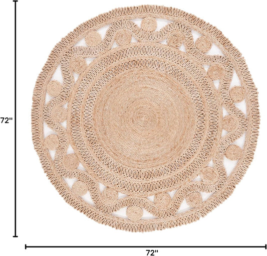 SAFAVIEH NF171A - Alfombra redonda de fibra natural, 6 pies, diseño de yute de...