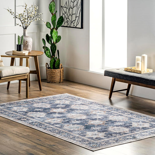 nuLOOM SpinClean - Alfombra de área lavable a máquina, resistente a las manchas...