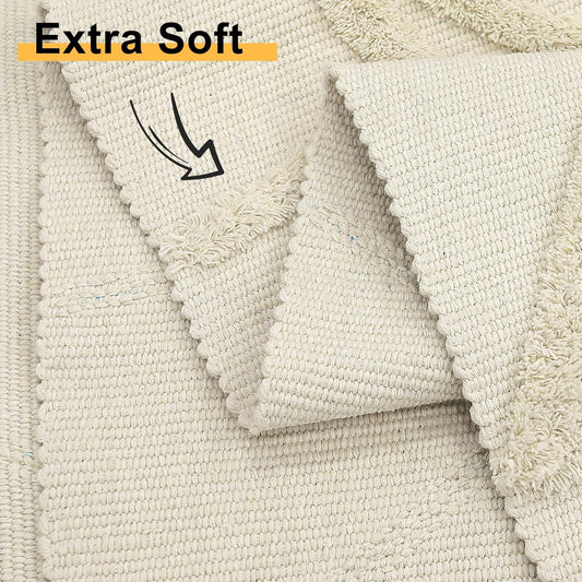 Uphome Alfombra de pasillo de cocina de 2 x 4.3 pies, color beige, con borlas...