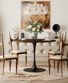 Mesa de comedor redonda de madera para 4-6 personas, moderna mesa de tulipanes